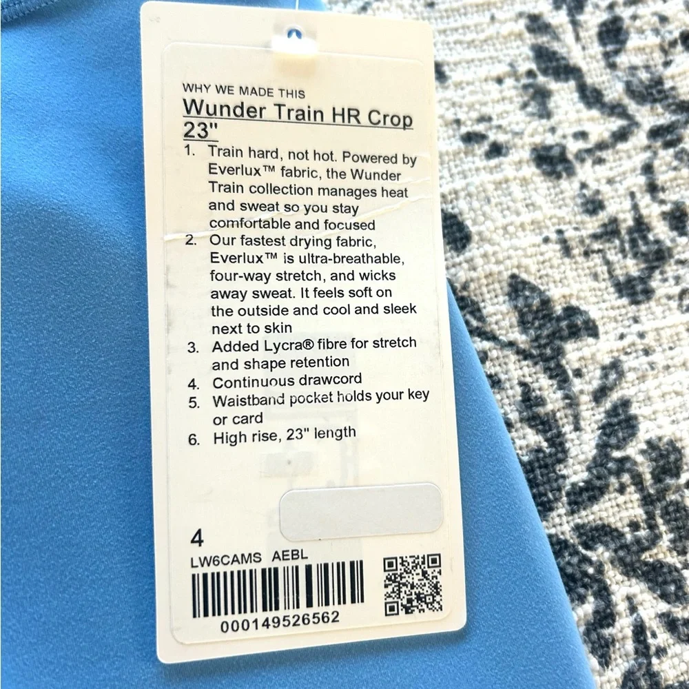 🆕NWT Lululemon Wunder Train High Rise Crop Leggings / Tights 23” in Aero Blue 4 - Picture 10 of 10